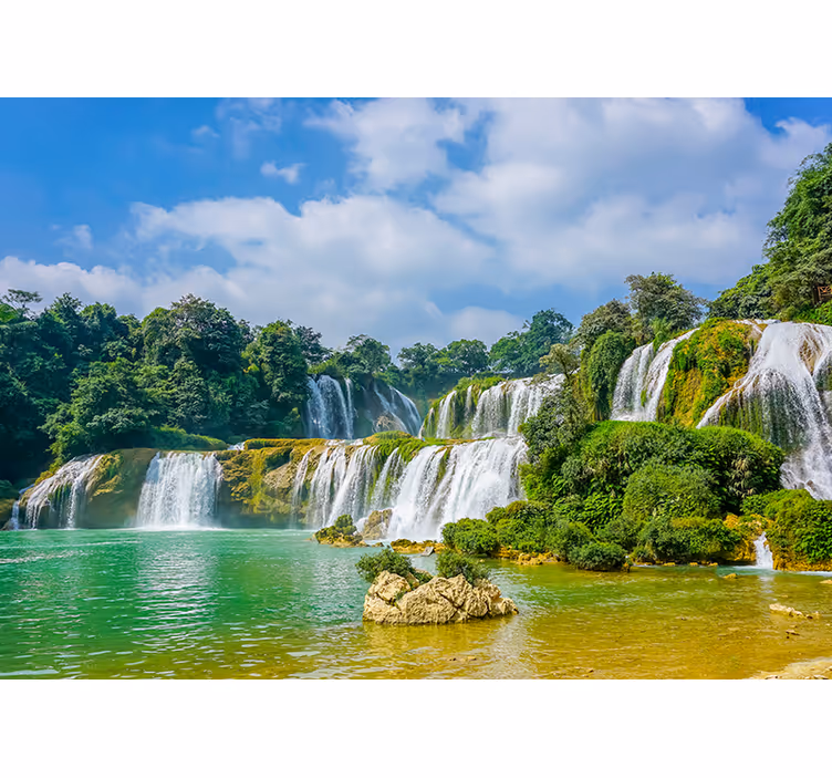 Tapisserie cascade vue sur des chutes paisibles - TenStickers