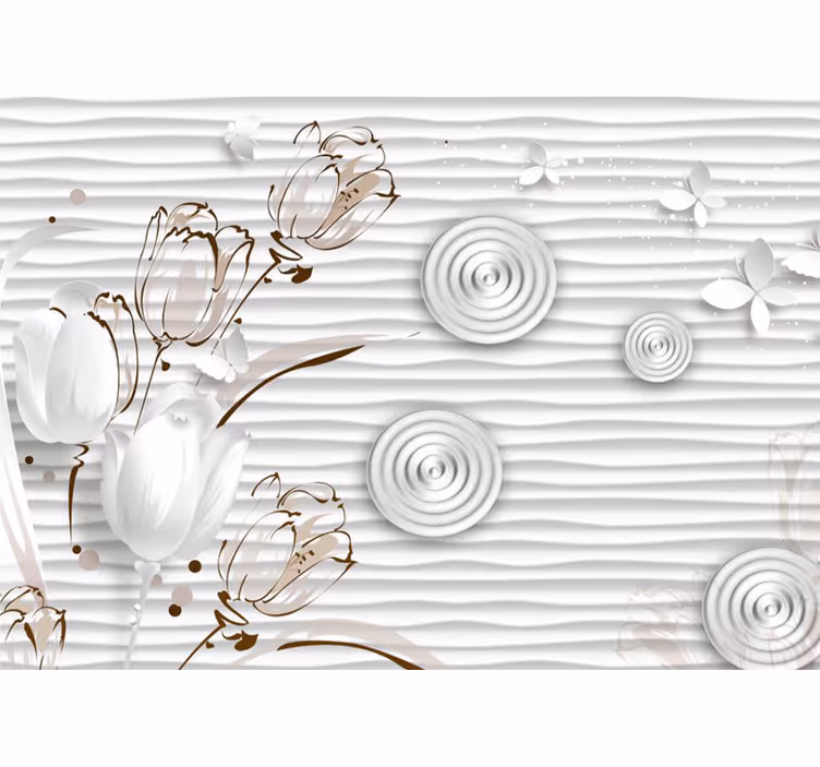 Tapisserie fleur tulipes blanches élégantes - TenStickers
