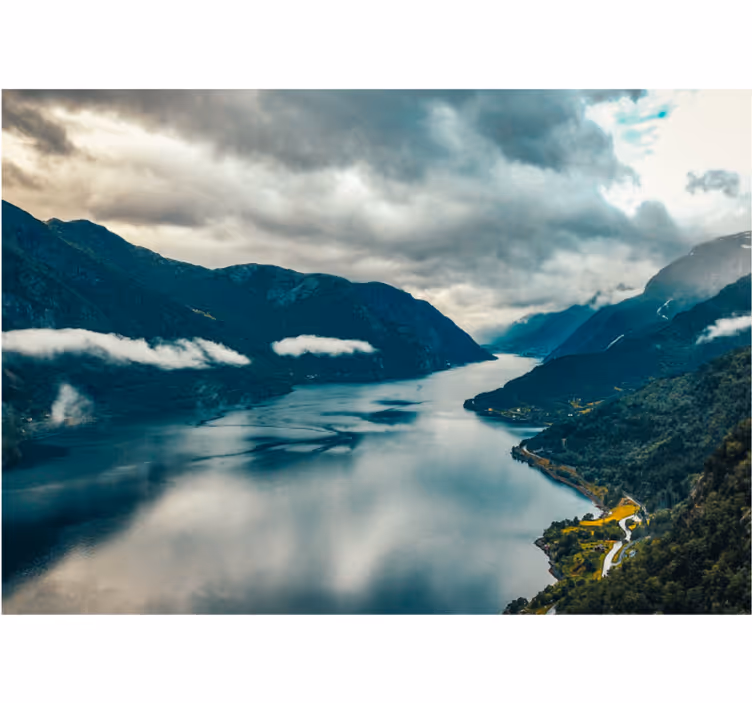 Tapisserie paysage miroir du lac de montagne - TenStickers