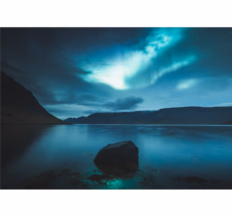Tapisserie paysage aurore sur lac serein - TenStickers
