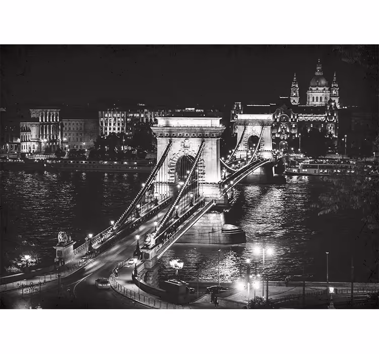 Tapisserie villes et pays pont des chaînes de nuit - TenStickers