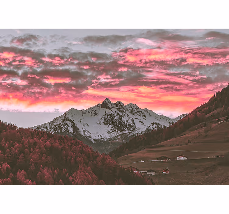Tapisserie montagne coucher de soleil époustouflant - TenStickers