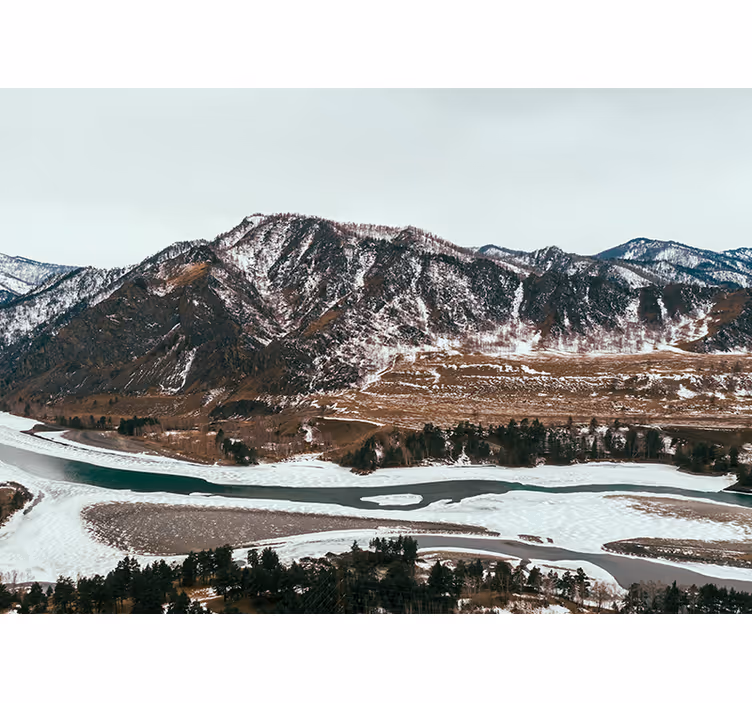 Tapisserie paysage vue de rivière en montagne - TenStickers