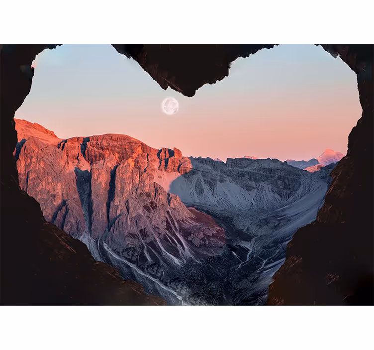 Papier peint nature paysage de montagnes en forme de cœur - TenStickers