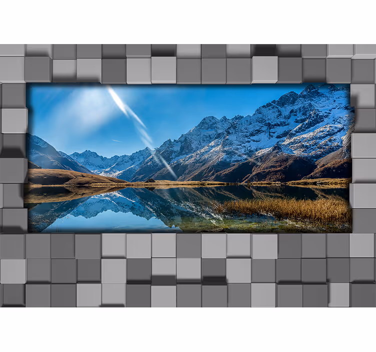 Tapisserie paysage miroir de montagne majestueuse - TenStickers
