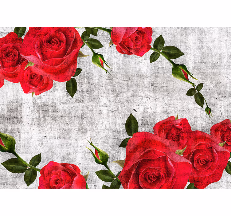 Tapisserie fleur arrangement de roses rouges - TenStickers