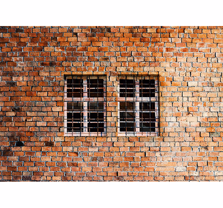Tapisserie brique fenêtres rustiques - TenStickers