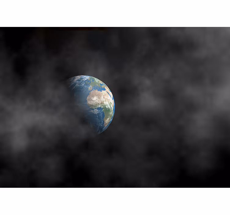 Tapisserie espace terre entourée de nuages - TenStickers