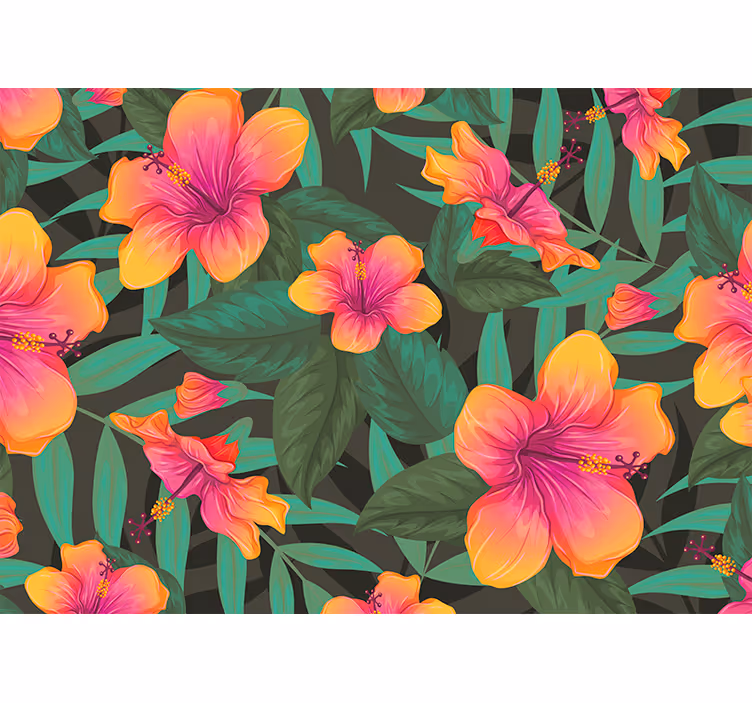 Tapisserie fleur fleurs d'hibiscus vibrantes - TenStickers