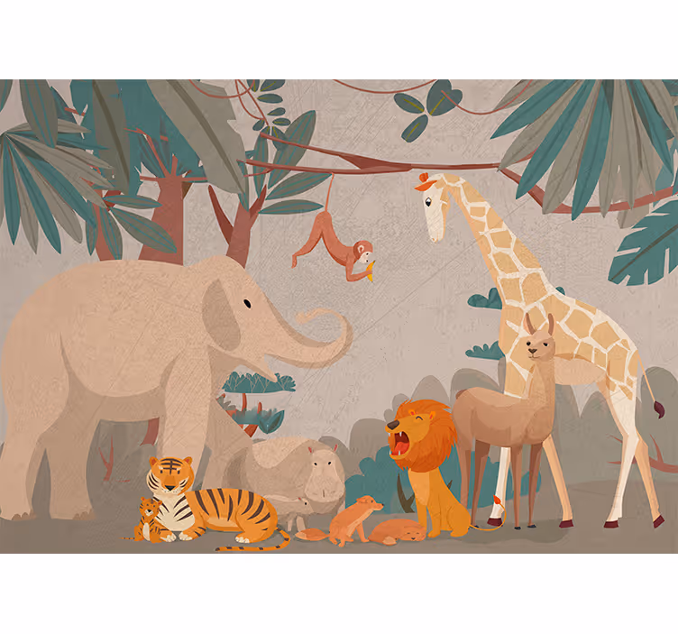 Tapisserie animaux rassemblement safari - TenStickers