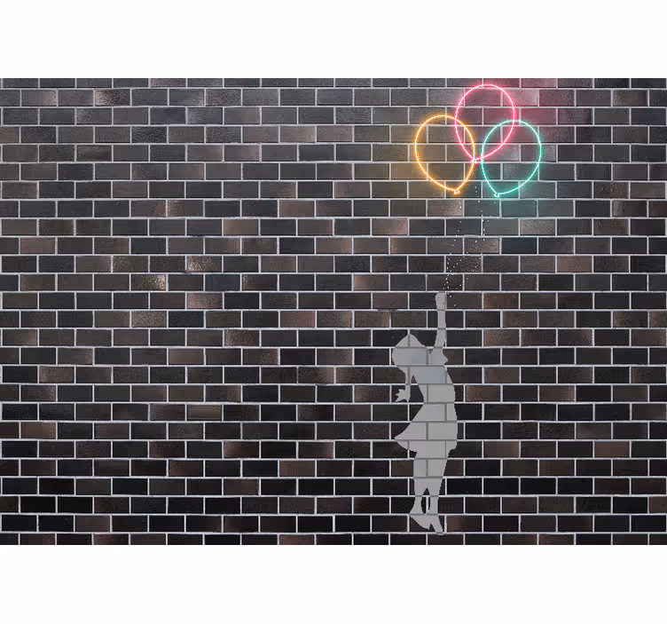 Tapisserie graffiti fille atteignant des ballons - TenStickers