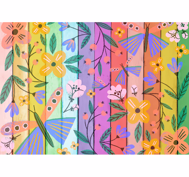 Tapisserie fleur motifs botaniques vibrants - TenStickers