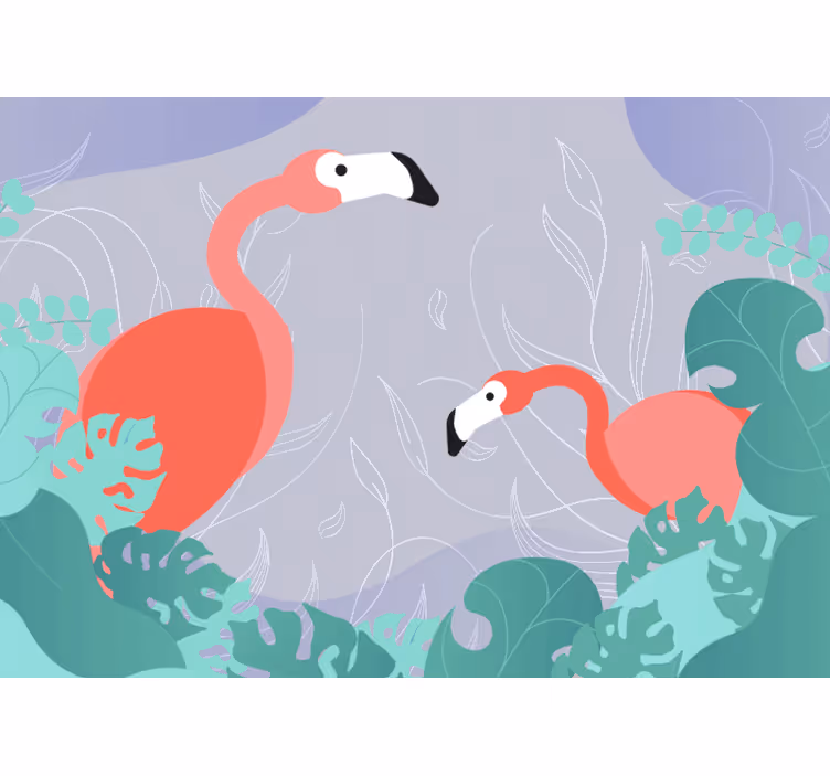 Tapisserie animaux famille de flamants - TenStickers