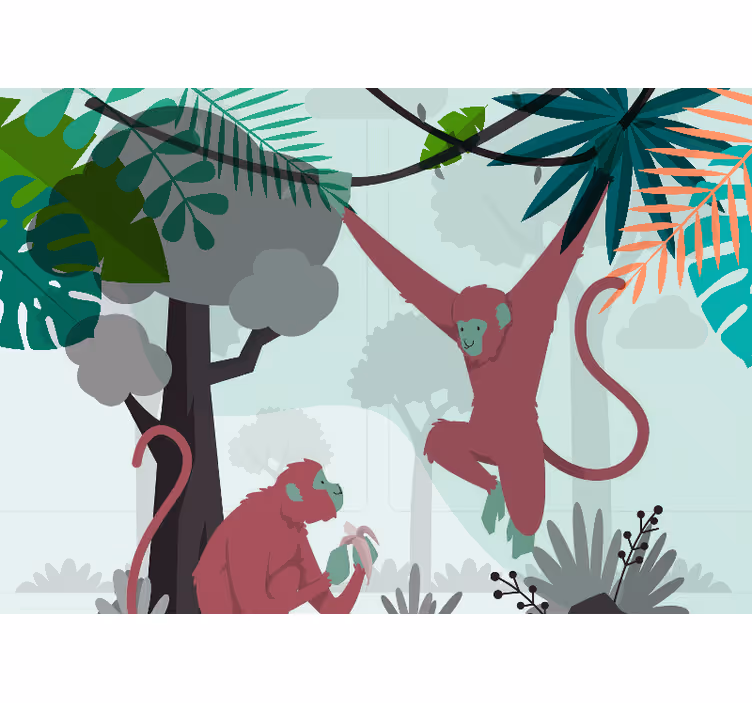 Tapisserie animaux singes en balançoire - TenStickers