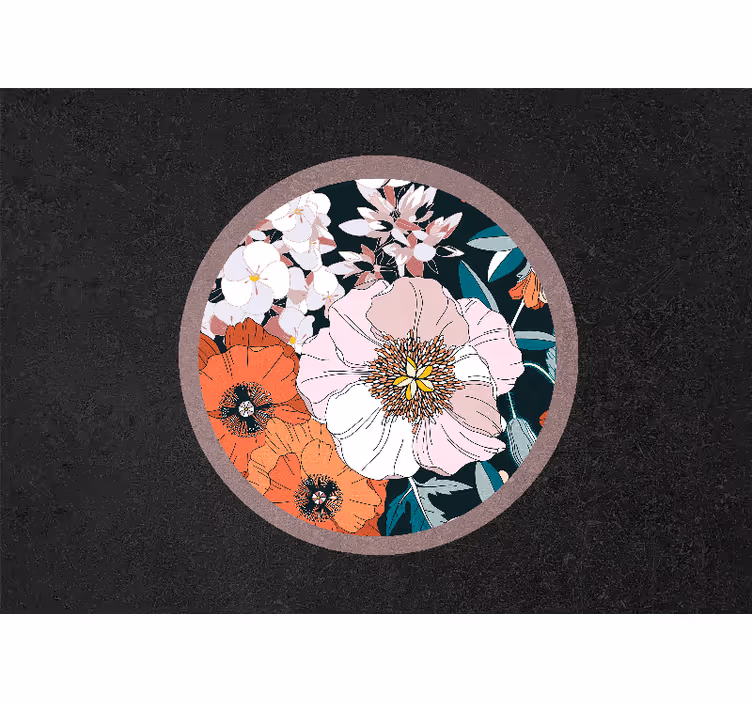 Tapisserie fleur design circulaire floral - TenStickers