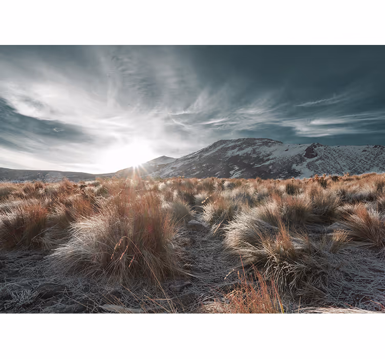 Tapisserie paysage lever de soleil en montagne - TenStickers