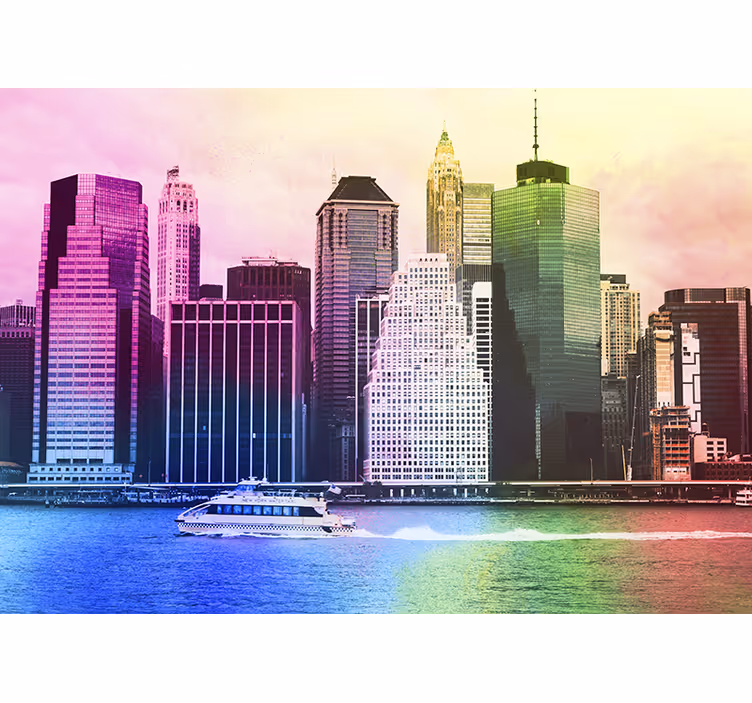 Tapisserie villes et pays paysage urbain animé - TenStickers