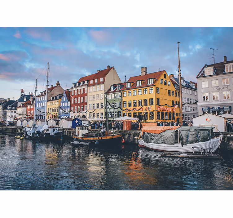 Tapisserie villes et pays cottages au bord du lac - TenStickers
