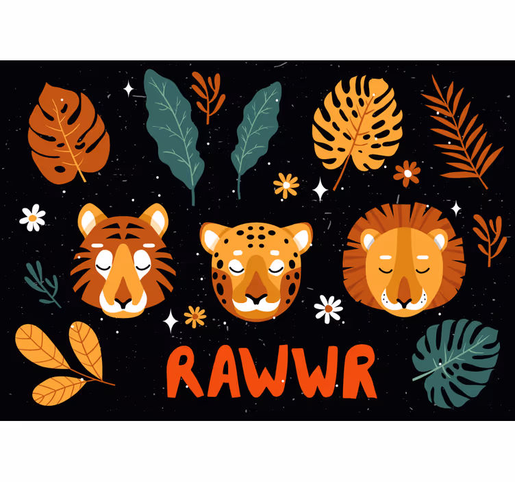 Tapisserie chambre enfant animaux de la jungle ludiques - TenStickers