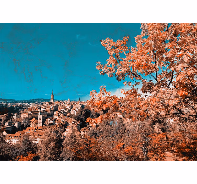 Tapisserie paysage automnal vibrant - TenStickers