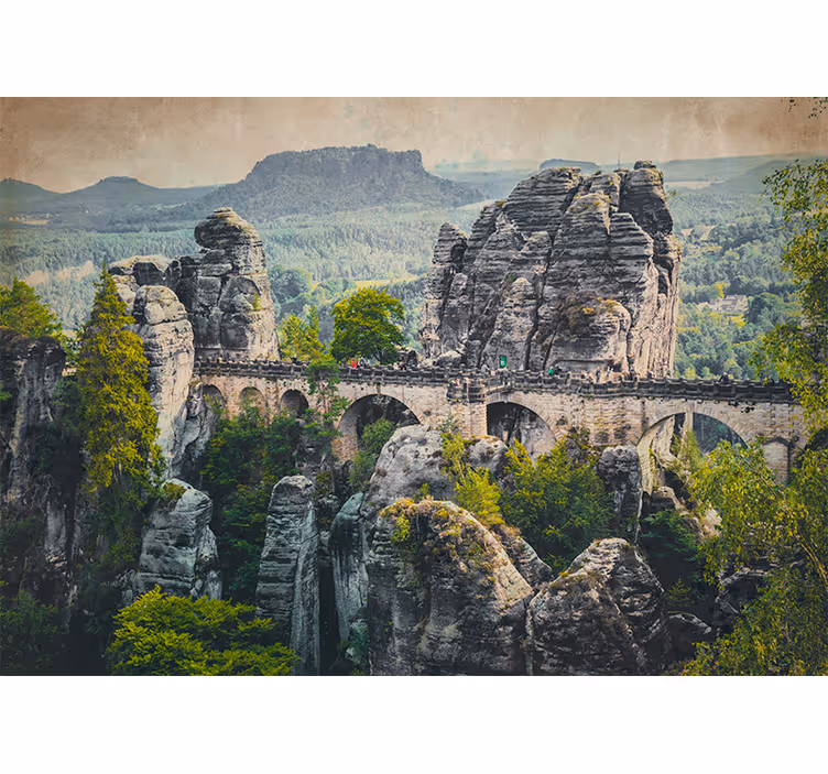 Tapisserie paysage vue du pont de bastei - TenStickers