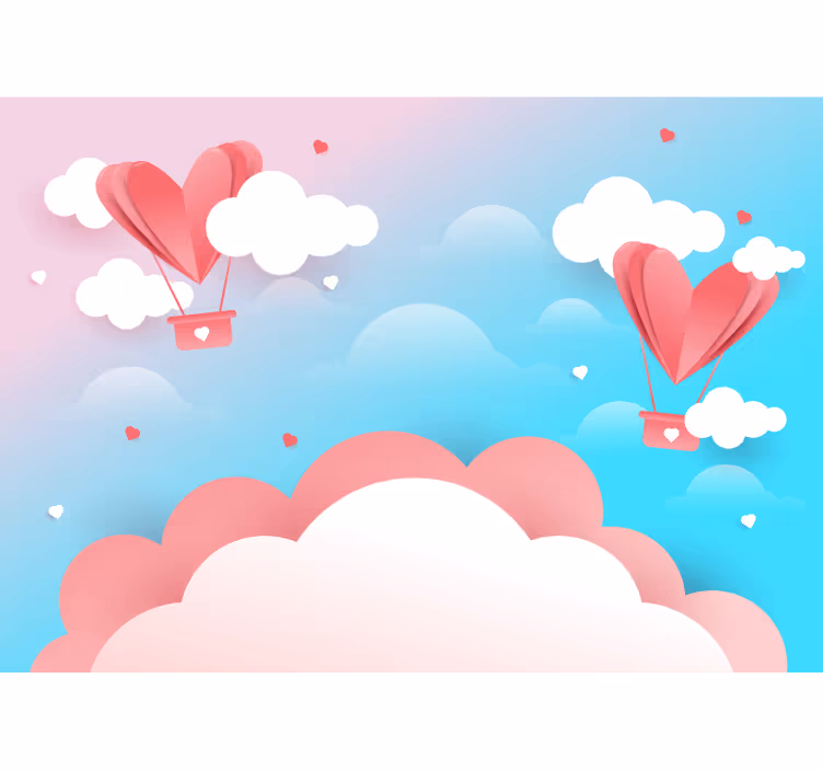 Tapisserie amour ballons cœur flottants - TenStickers