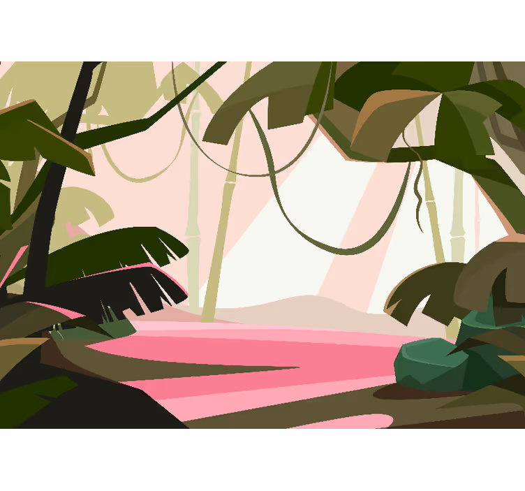 Tapisserie jungle scène tropicale luxuriante - TenStickers