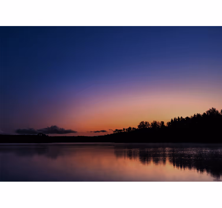 Tapisserie paysage coucher de soleil paisible au bord du lac - TenStickers
