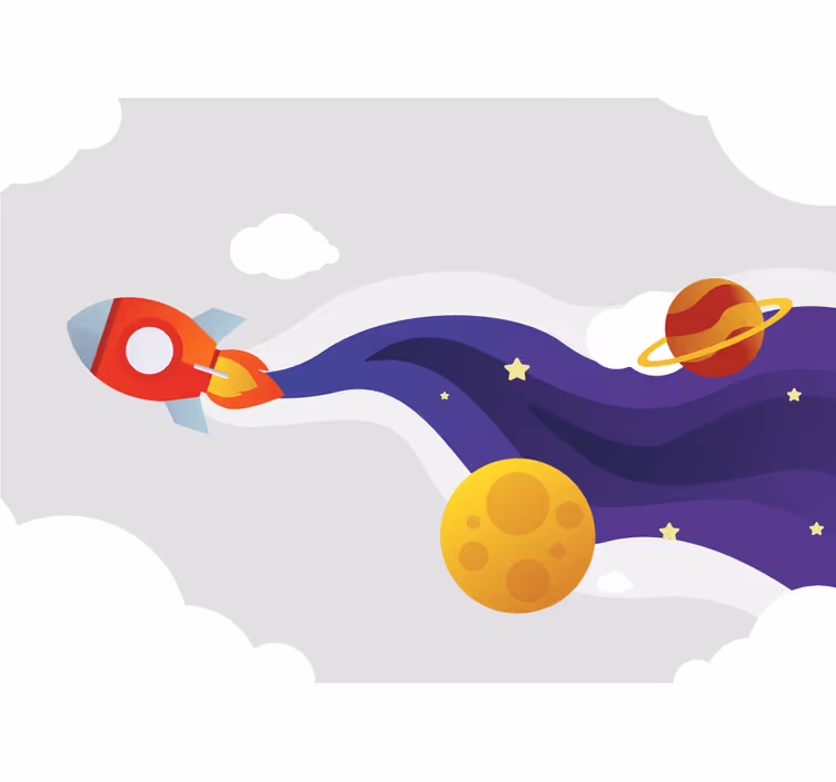 Tapisserie fantaisie vaisseaux spatiaux et corps célestes - TenStickers