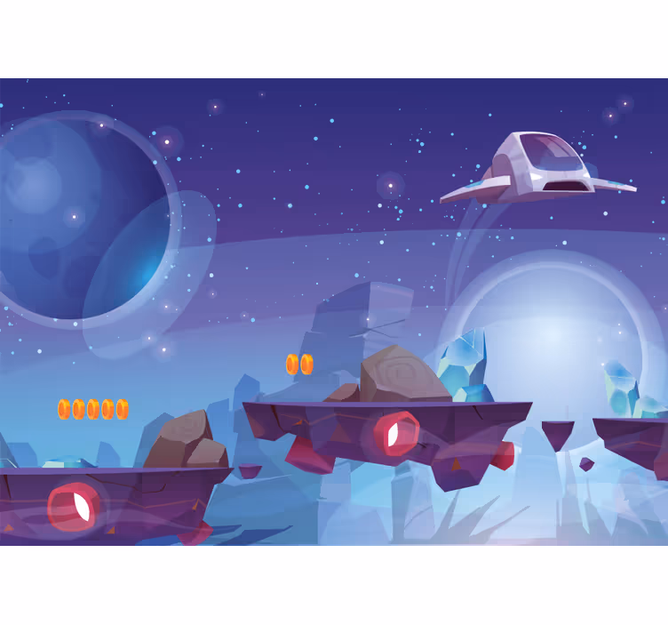 Tapisserie fantaisie scène d'aventure spatiale - TenStickers