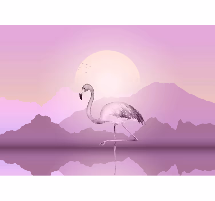 Tapisserie animaux silhouette de flamant Élégant - TenStickers