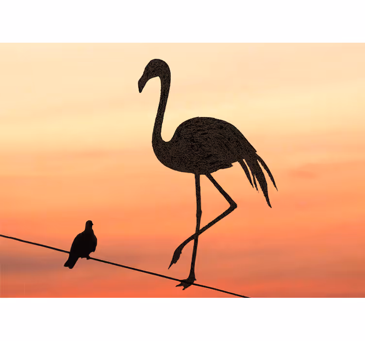 Tapisserie animaux flamant rose Élégant au couchant - TenStickers