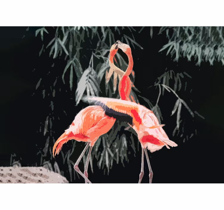 Tapisserie chambre adulte danse d'amour flamant - TenStickers
