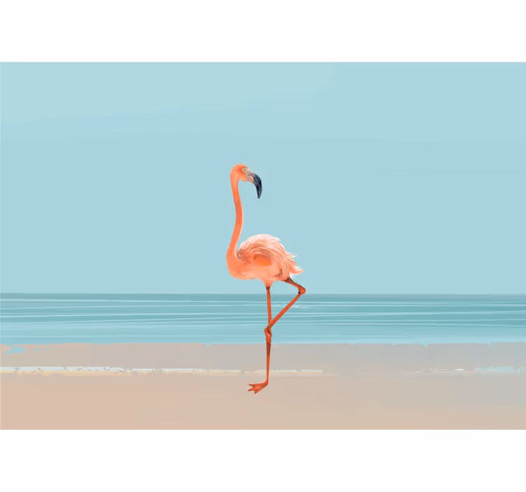 Tapisserie mer flamant au bord de l'eau - TenStickers