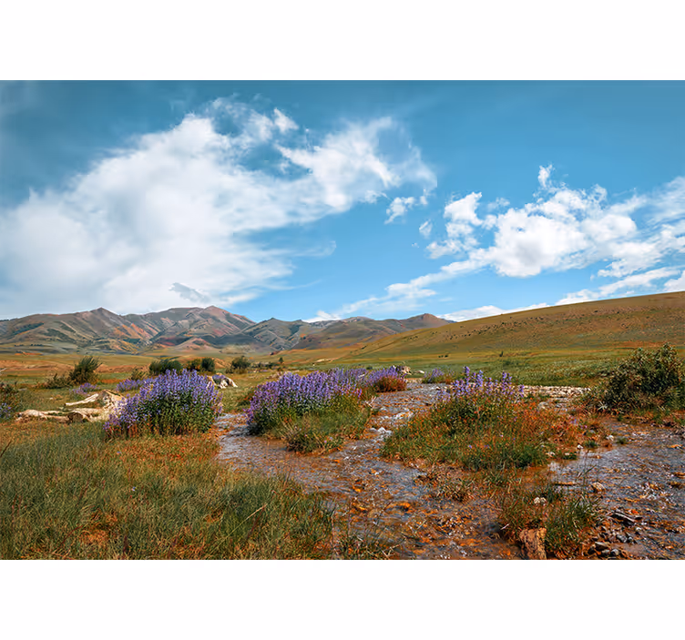 Tapisserie nature paysage de prairie serein - TenStickers