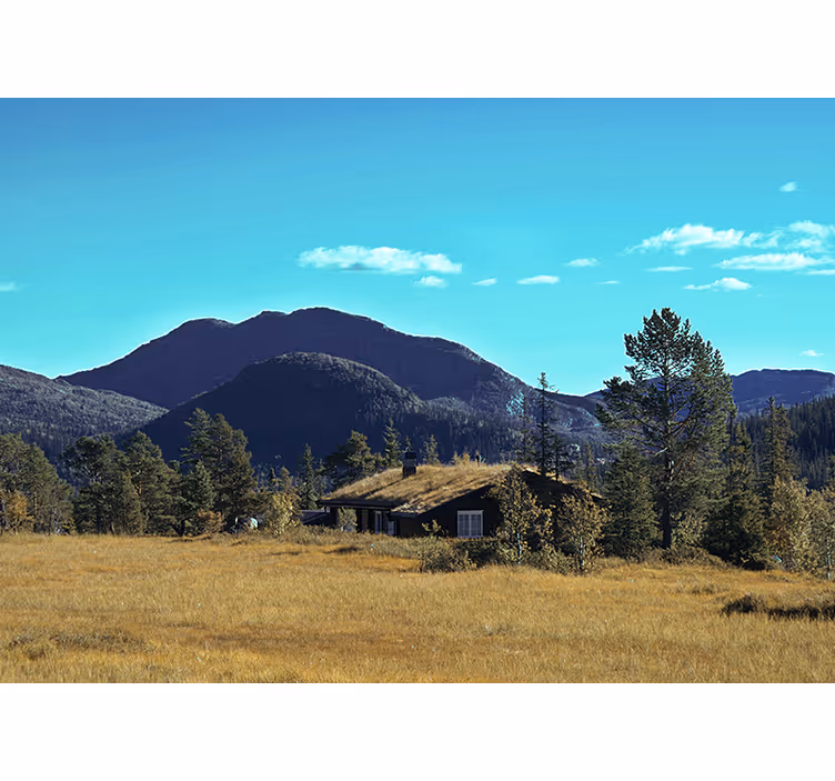 Tapisserie paysage retraite en cabin des montagnes - TenStickers