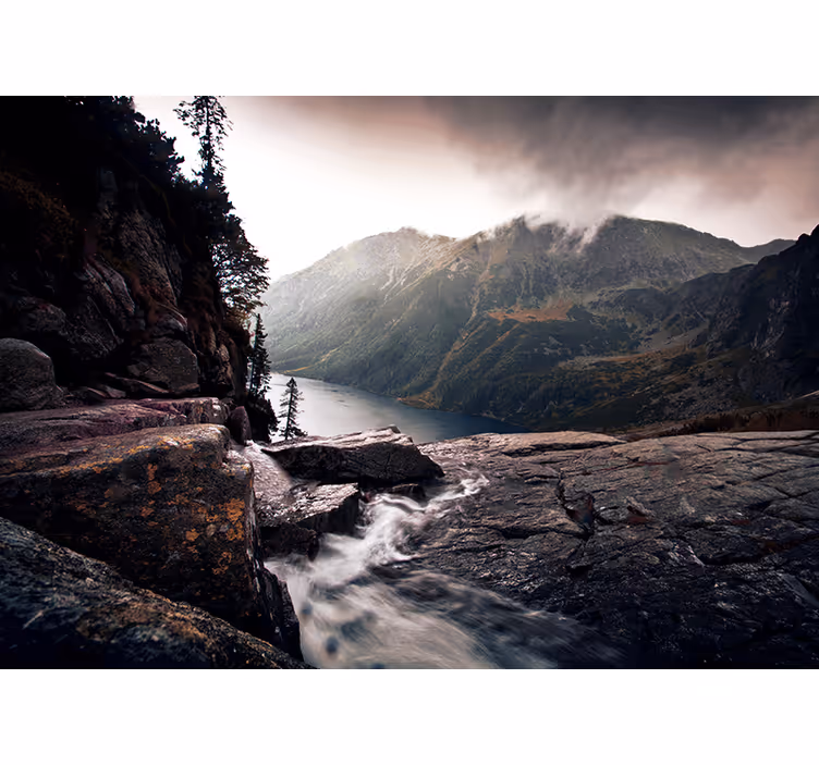 Tapisserie paysage vue pittoresque sur un lac en montagne - TenStickers