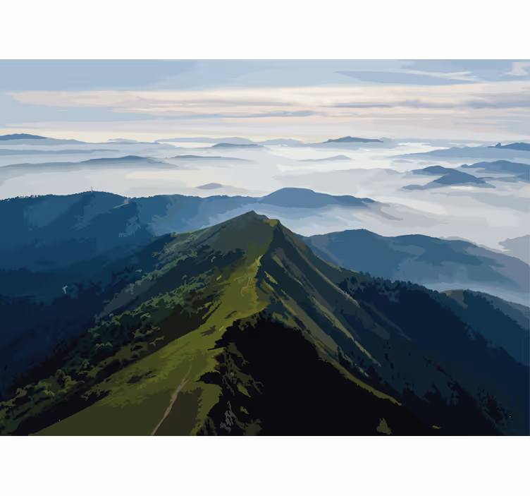 Tapisserie paysage vue sur chaîne de montagnes - TenStickers