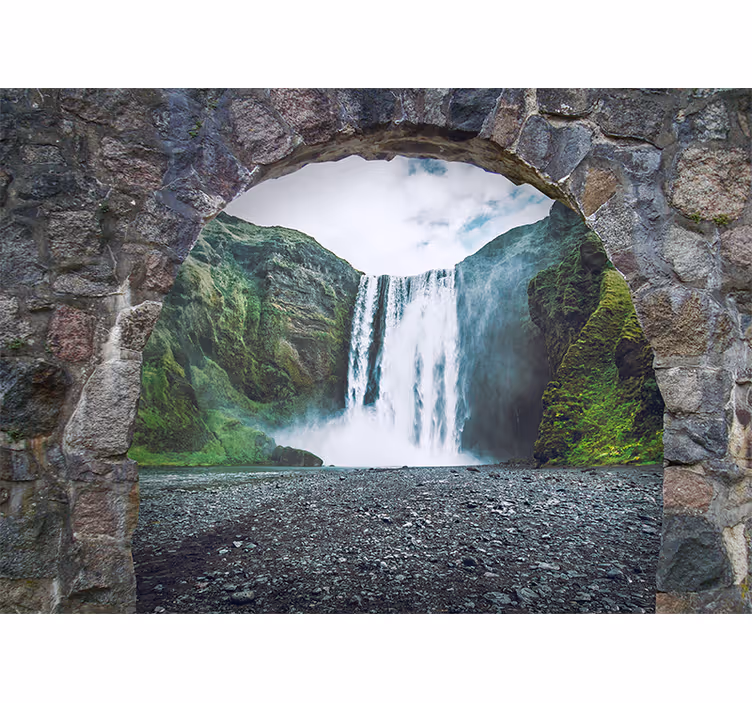 Tapisserie cascade vue majestueuse de la chute d'eau - TenStickers