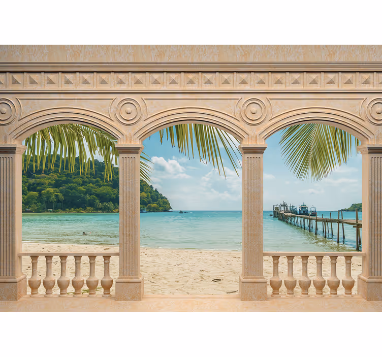 Tapisserie paysage perspective côtière exotique - TenStickers