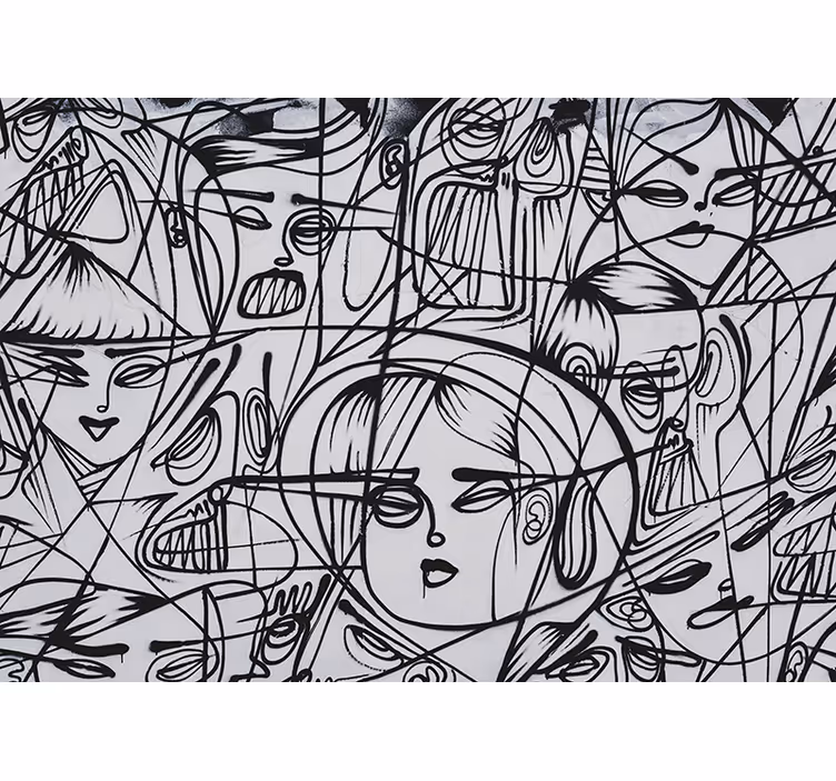Tapisserie graffiti visages d'expression abstraite - TenStickers