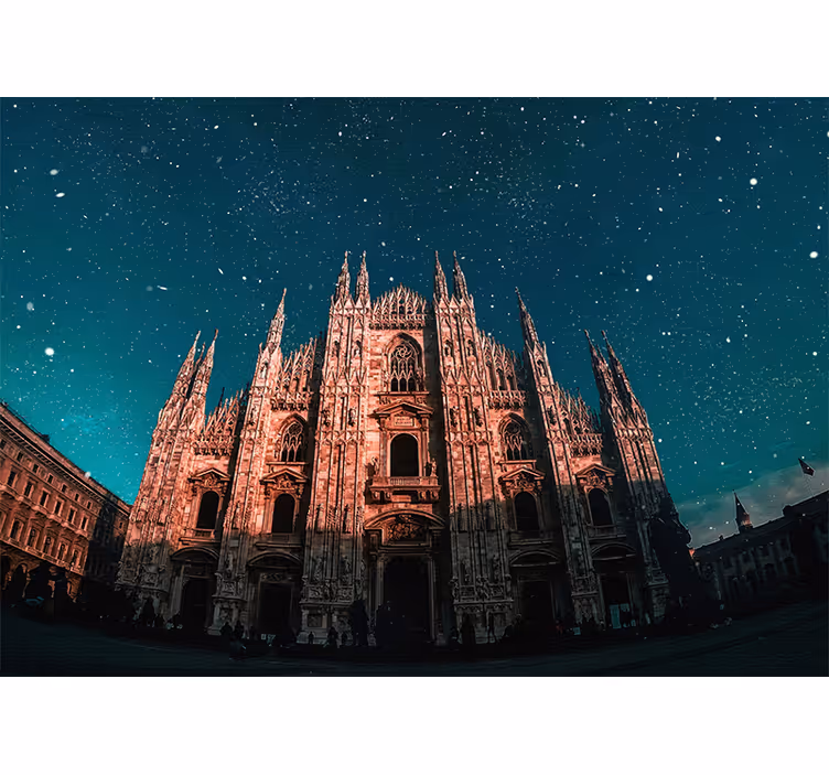 Tapisserie madrid paysage nocturne cathédrale milan - TenStickers