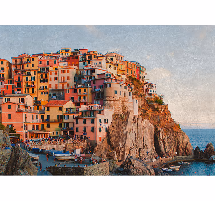Tapisserie villes et pays communauté côtière vibrante - TenStickers