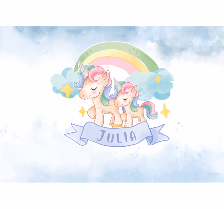 Tapisserie animaux licornes et arc-en-ciel - TenStickers