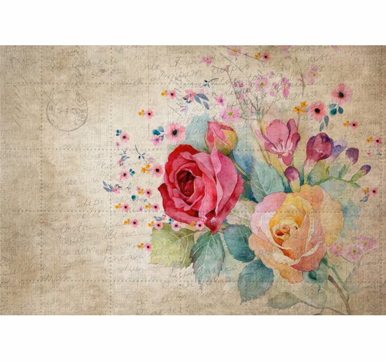 Tapisserie fleur composition de roses en Éclosion - TenStickers
