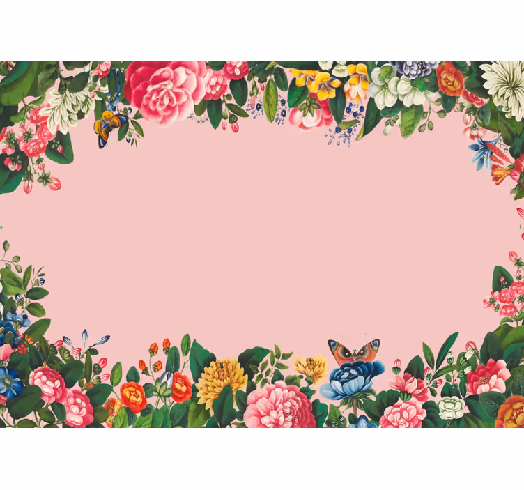 Tapisserie fleur élégant motif floral rose - TenStickers
