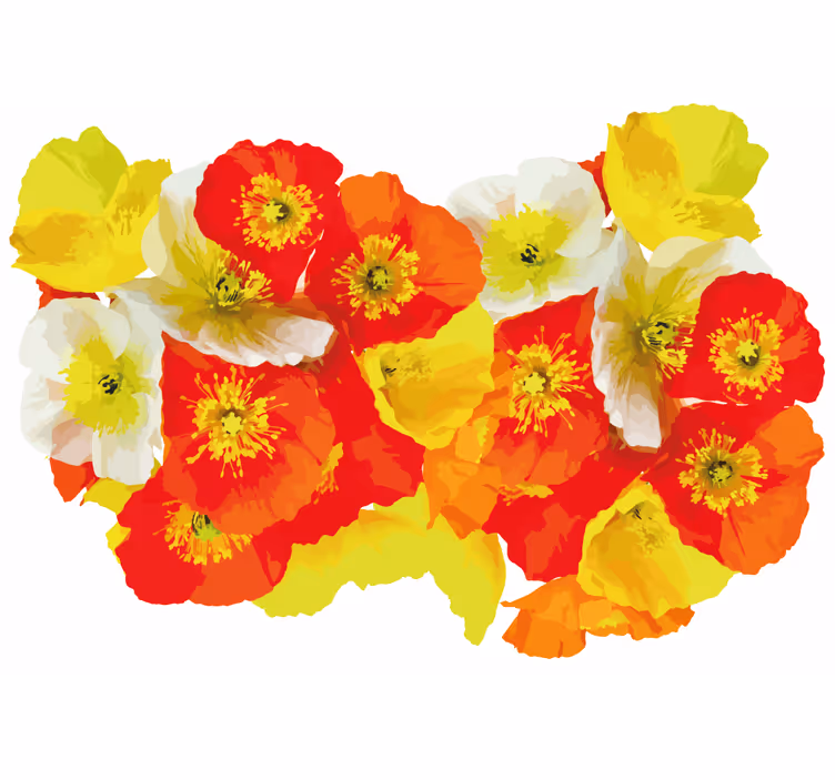 Tapisserie fleur composition de fleurs de coquelicot - TenStickers