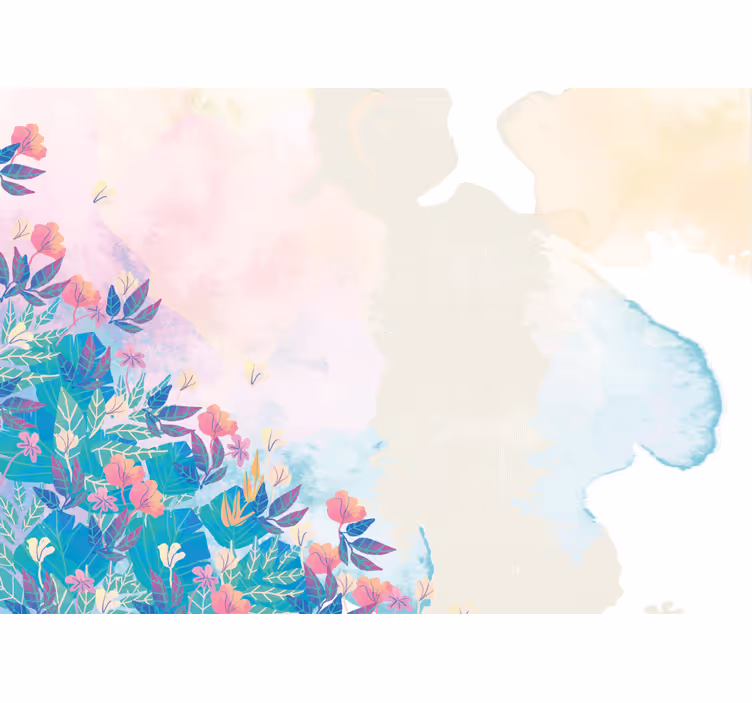 Tapisserie abstraite touche florale vibrante - TenStickers