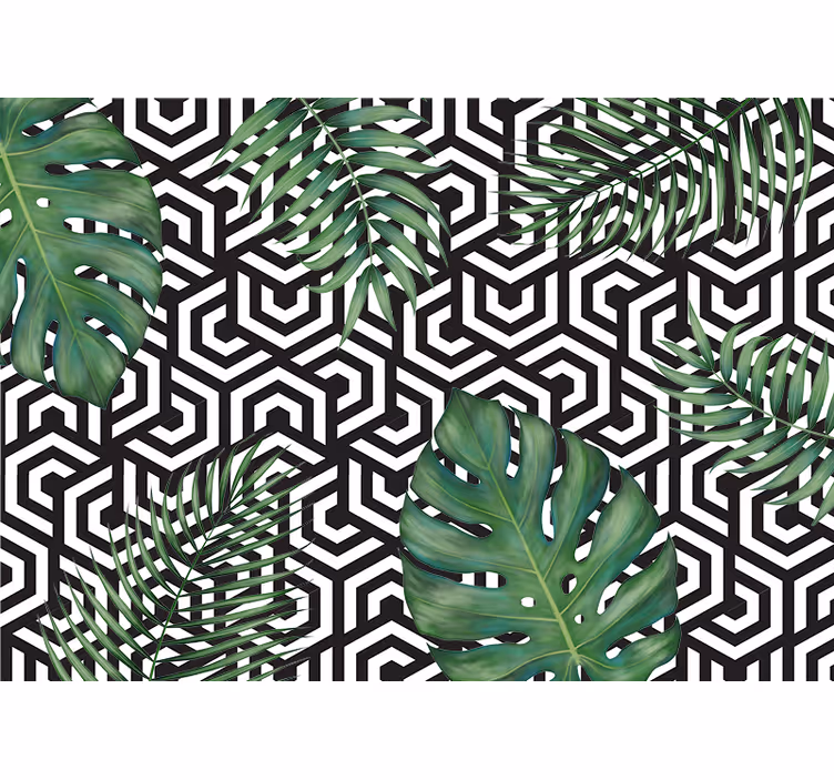 Tapisserie textures et motifs motif de feuilles géométriques - TenStickers