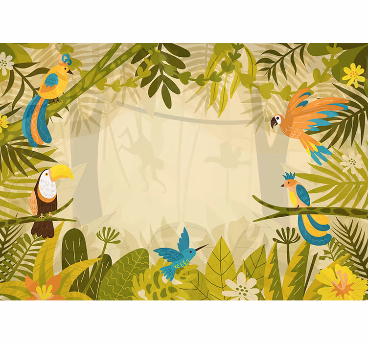 Tapisserie jungle oiseaux colorés de la jungle - TenStickers